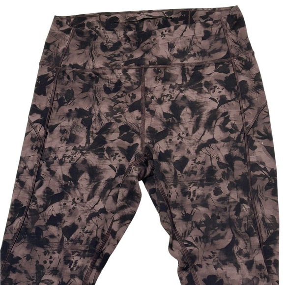 Lululemon In Movement Tight Legging 25" Mini Dusk Floral Antique Bark Black sz10 - Picture 3 of 10